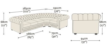 Chesterfield Corner Unit (3x1) - Corner Sofas from Timeless ...